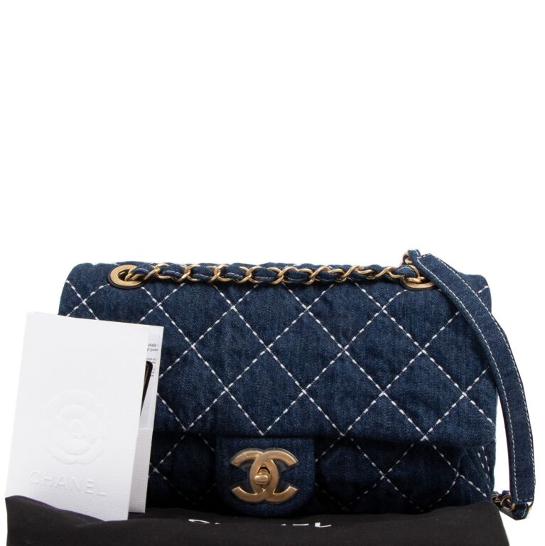 Chanel Blue Quilted Denim Medium 19 Flap Bag Chanel