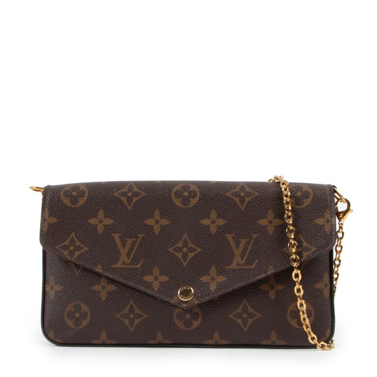 LOUIS VUITTON Pochette Felicie Monogram Canvas Crossbody Bag Brown