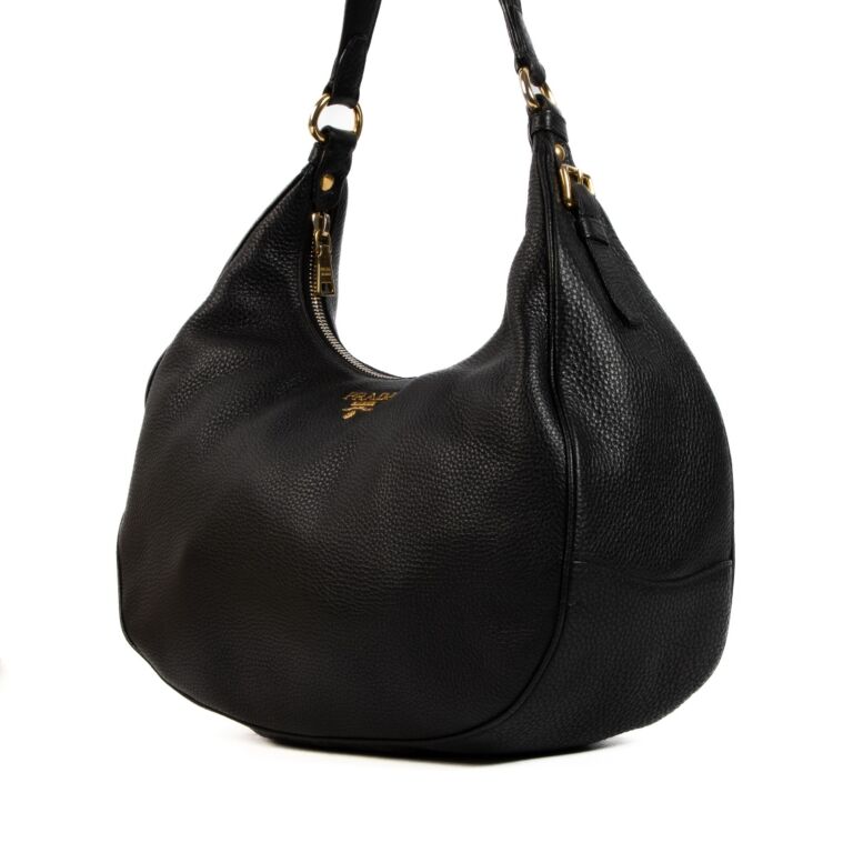 Prada leather 2025 hobo shoulder bag