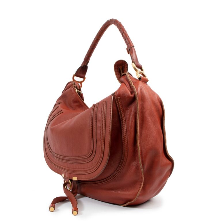 Chlo Orange Leather Marcie Hobo Bag Labellov Buy and Sell
