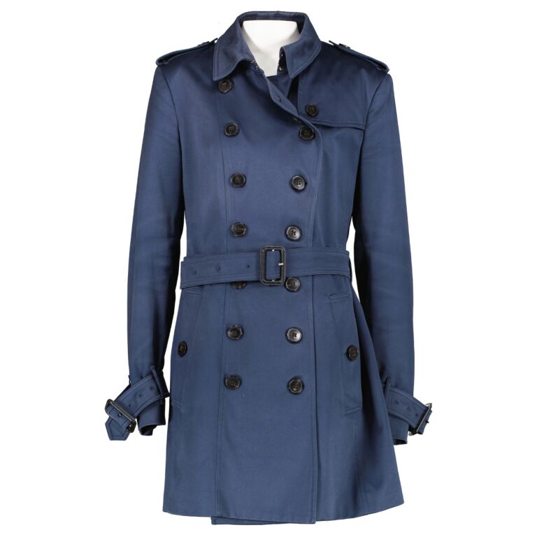 Burberry London Mid length Coal Blue Trench Coat Size FR46