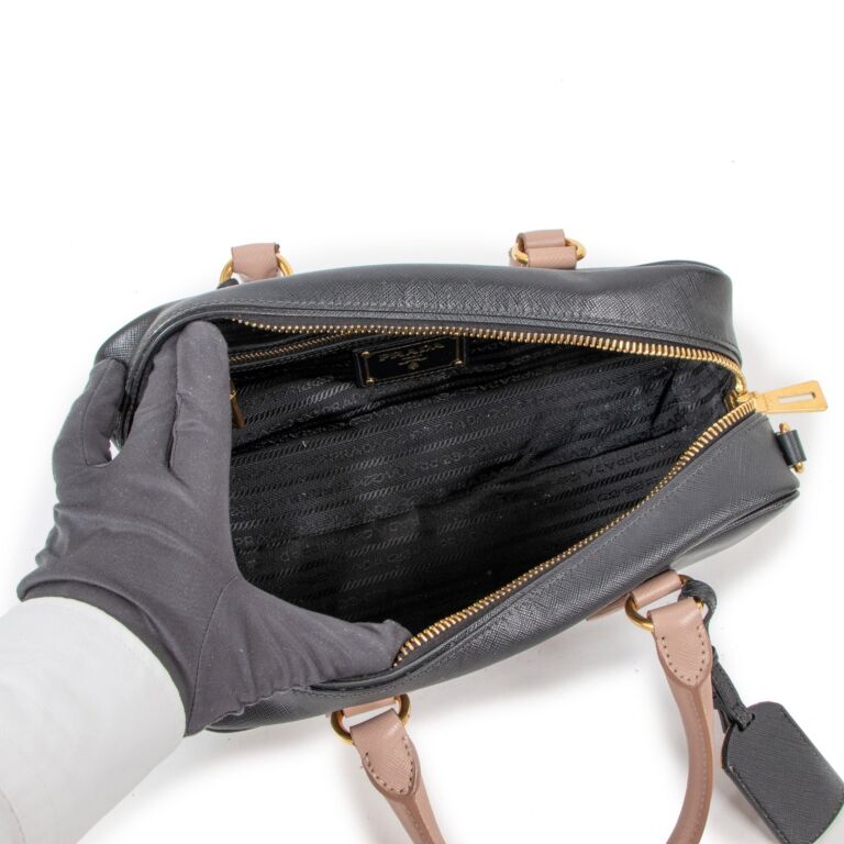 Prada Black Saffiano Leather Boston Bag ○ Labellov ○ Buy