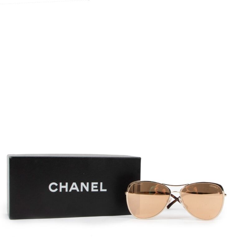 CHANEL Mirrored Pilot Summer Sunglasses 4223 Pink Gold 624513