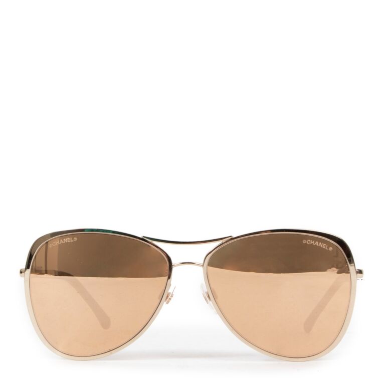 Chanel 4223 Gold Mirrored Pilot Summer Sunglasses ○ Labellov