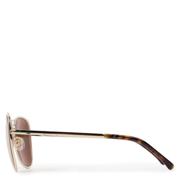 CHANEL gold AVIATOR Sunglasses mirrored Lenses 71307 at 1stDibs