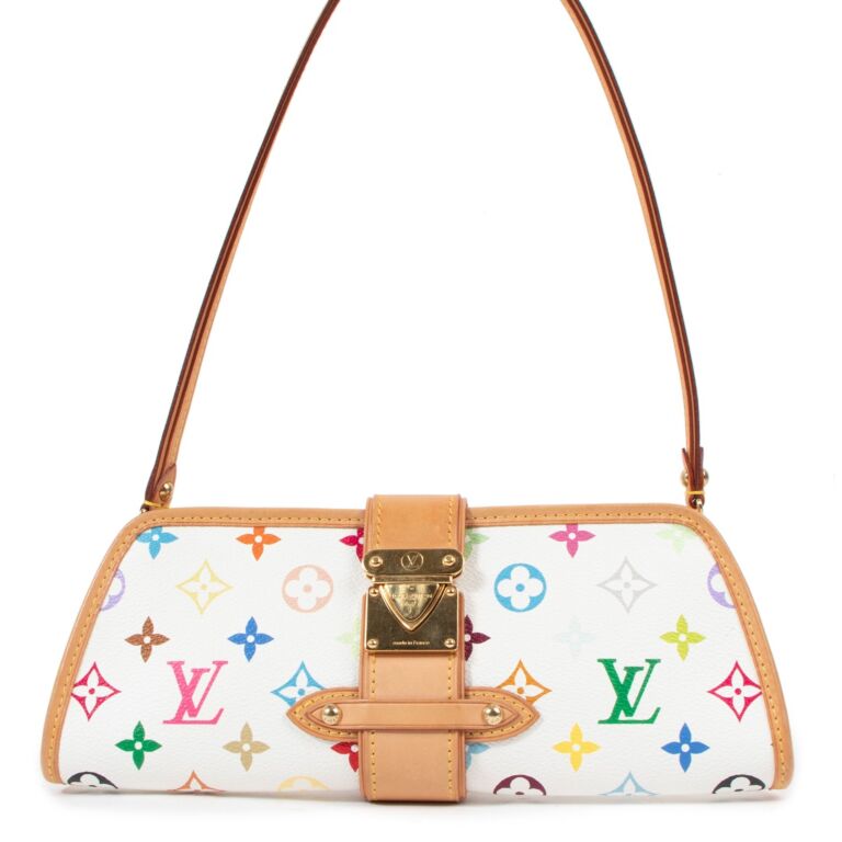Louis Vuitton, Bags, Euc Louis Vuitton White Multicolor Monogram Shirley  Clutchshoulder Bag