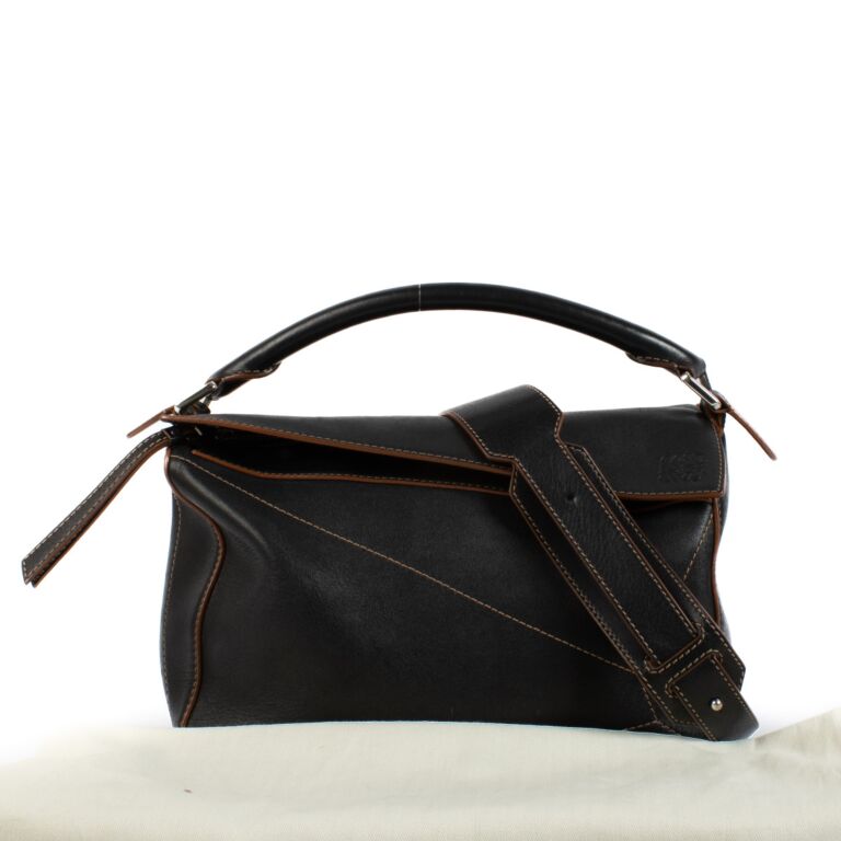 LOEWEバック Loewe Black and Tan Medium Puzzle Bag ○ Labellov ○ Buy and