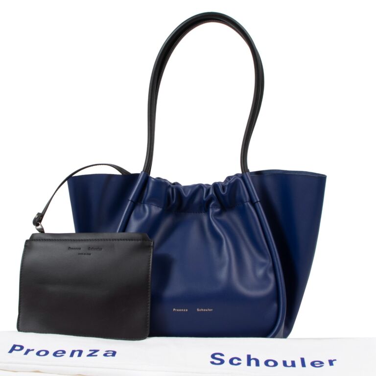 Proenza Schouler Ruched L Blue Two-Tone Tote Bag ○ Labellov