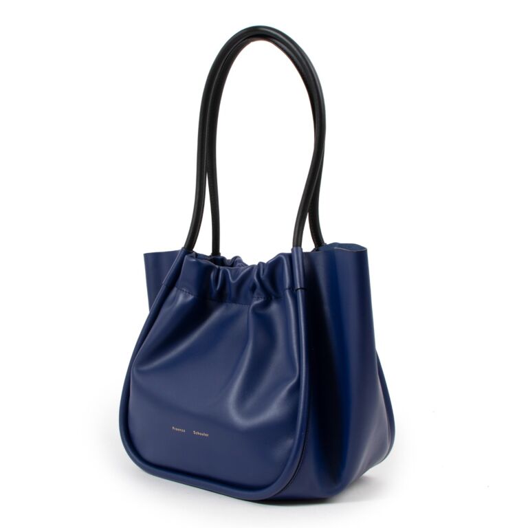 Proenza Schouler Ruched L Blue Two-Tone Tote Bag ○ Labellov