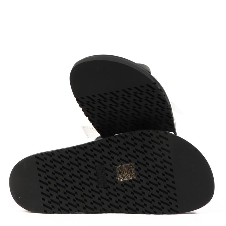 Hermès White Chypre Sandals ○ Labellov ○ Buy and Sell Authentic