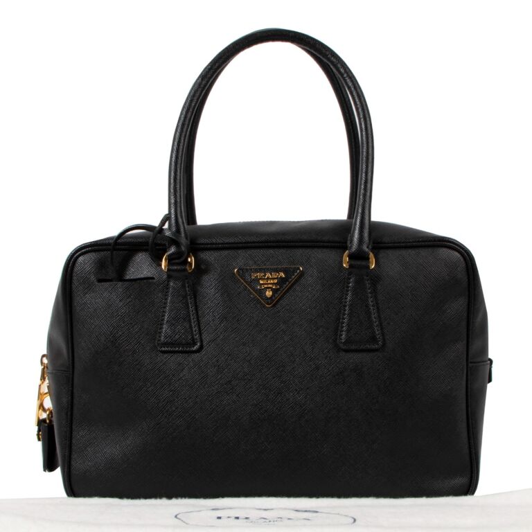 Prada Black Saffiano Lux Bauletto Tote Bag Labellov Buy and