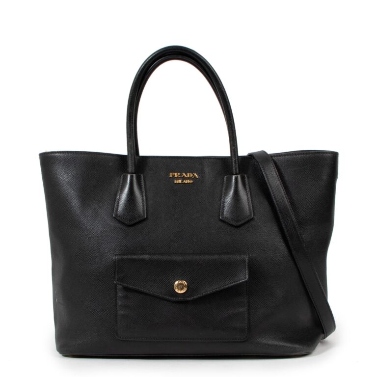Prada Saffiano Leather Front Pocket Tote Bag ○ Labellov