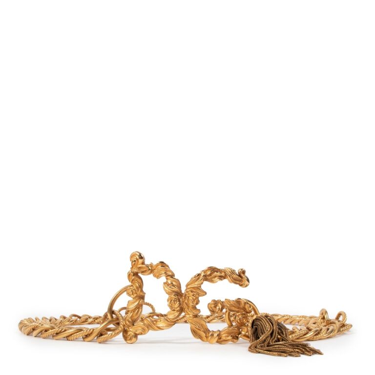 Dolce Gabbana Gold Logo Tassel Belt Labellov Buy and Sell Authentic Luxury