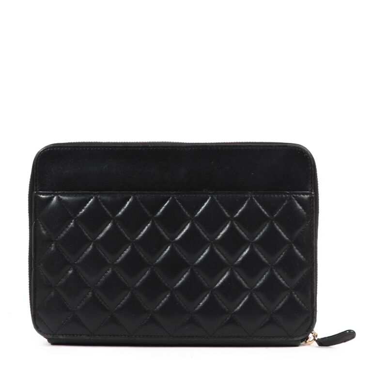 Chanel Black Lambskin Classic Zip Pouch Labellov Buy and Sell Authentic Luxury