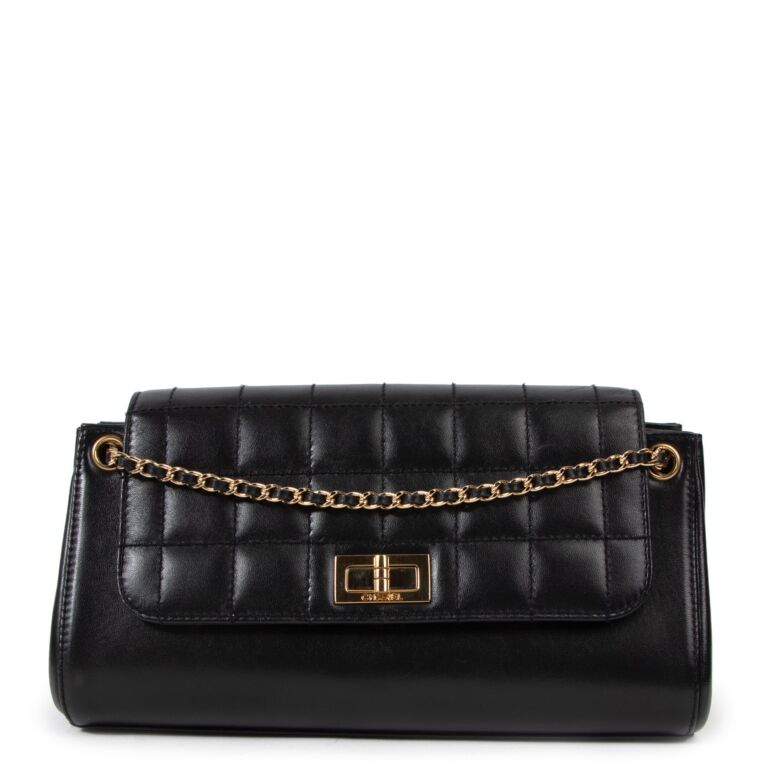 Pre-Owned Chanel Mademoiselle Chocolate Bar Lambskin Black 