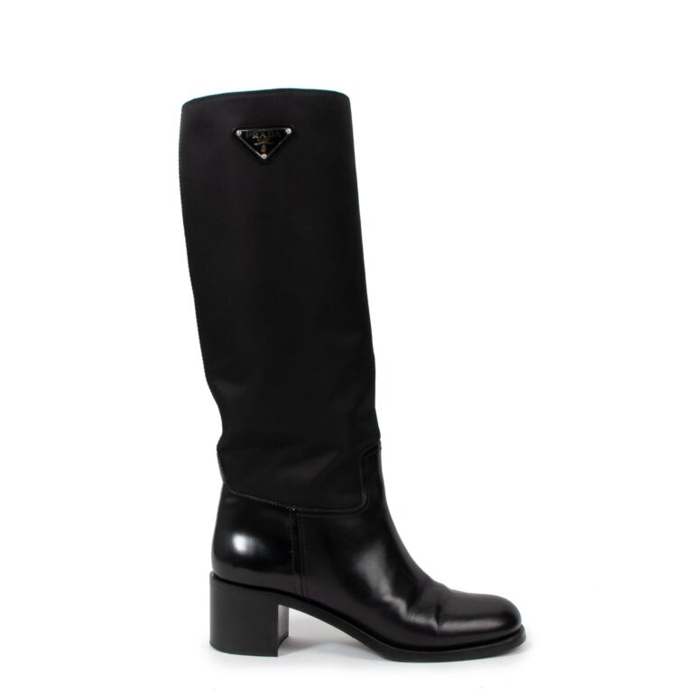 Prada nylon and leather boots best sale