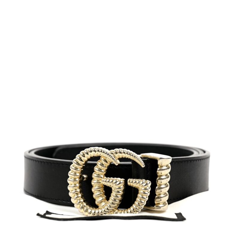 Gucci Black Leather GG belt size 80 Labellov Buy and Sell