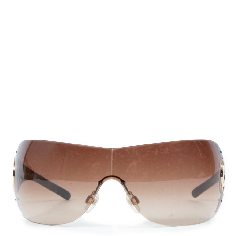 Chanel Interlocking CC Logo Shield Sunglasses - Brown Sunglasses