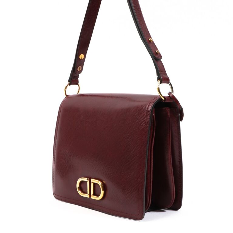Delvaux Burgundy Leather Vintage DD Shoulder Bag ○ Labellov
