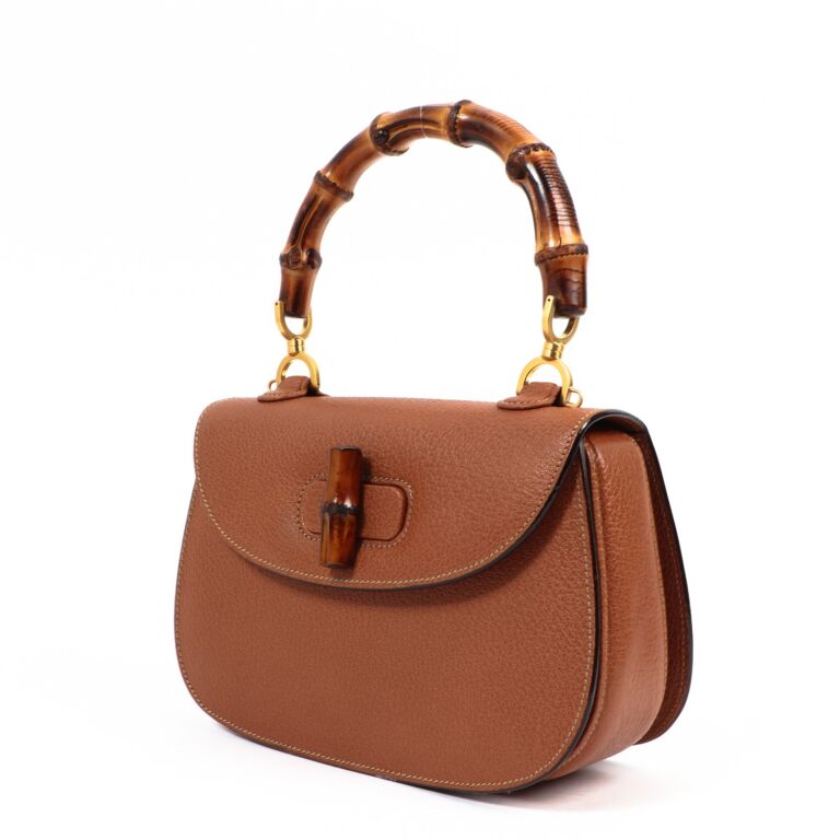 Gucci Camel Leather Bamboo 1947 Top Handle Bag Labellov Buy