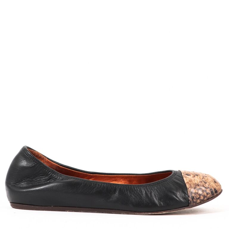 Lanvin Black Calf Leather Ballerinas - size 40 Labellov Buy and Sell ...
