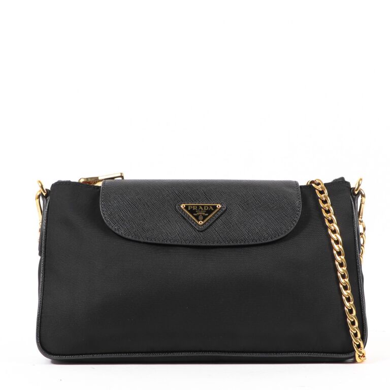 Prada Black Nylon Saffiano Chain Crossbody Bag Labellov Buy