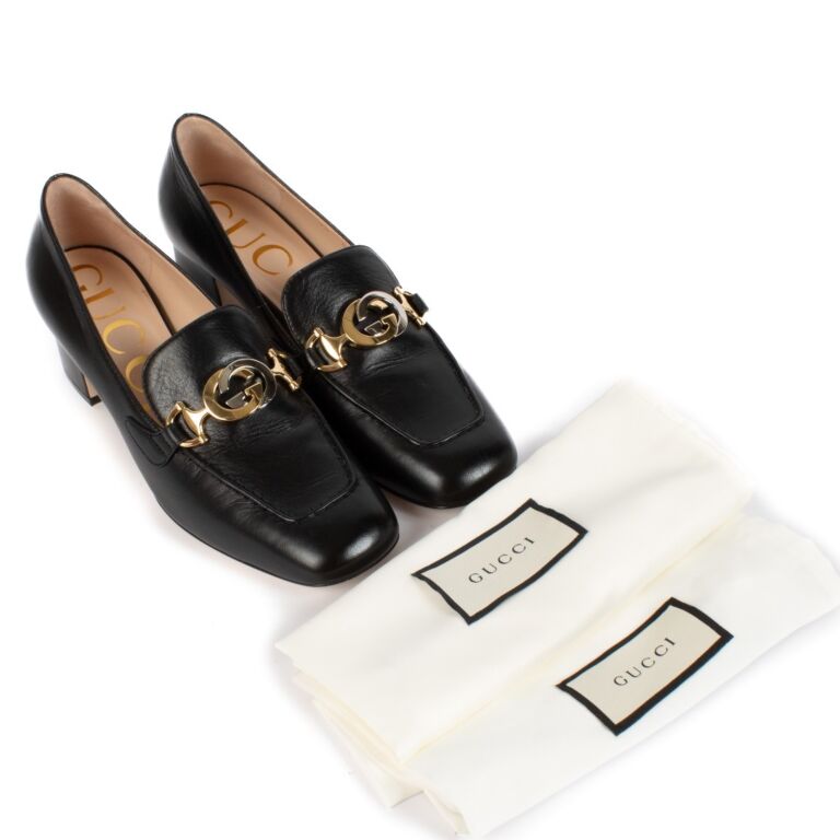 新作モデル Loafers Mid-Heel Zumi Leather Black Gucci - 38 Size 長財布