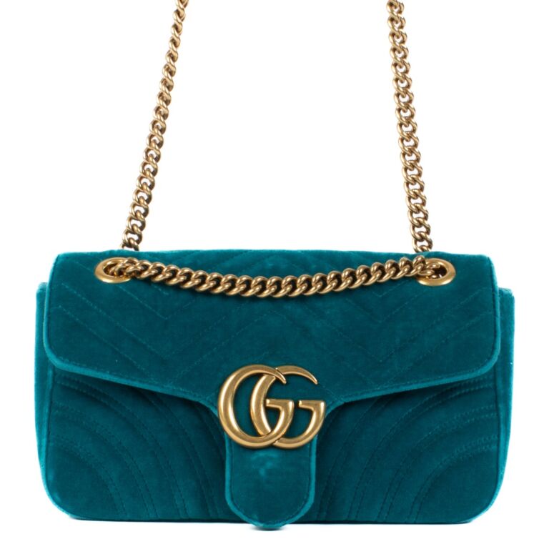 Gucci turquoise store velvet bag