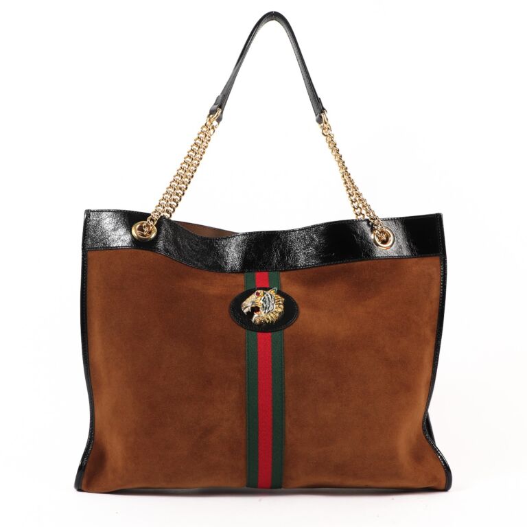 Gucci Brown Suede Maxi Rajah Tote Bag Labellov Buy and Sell