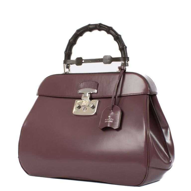 Gucci Mauve Leather Large Lady Lock Bamboo Top Handle Bag Labellov Buy and Sell Authentic Luxury