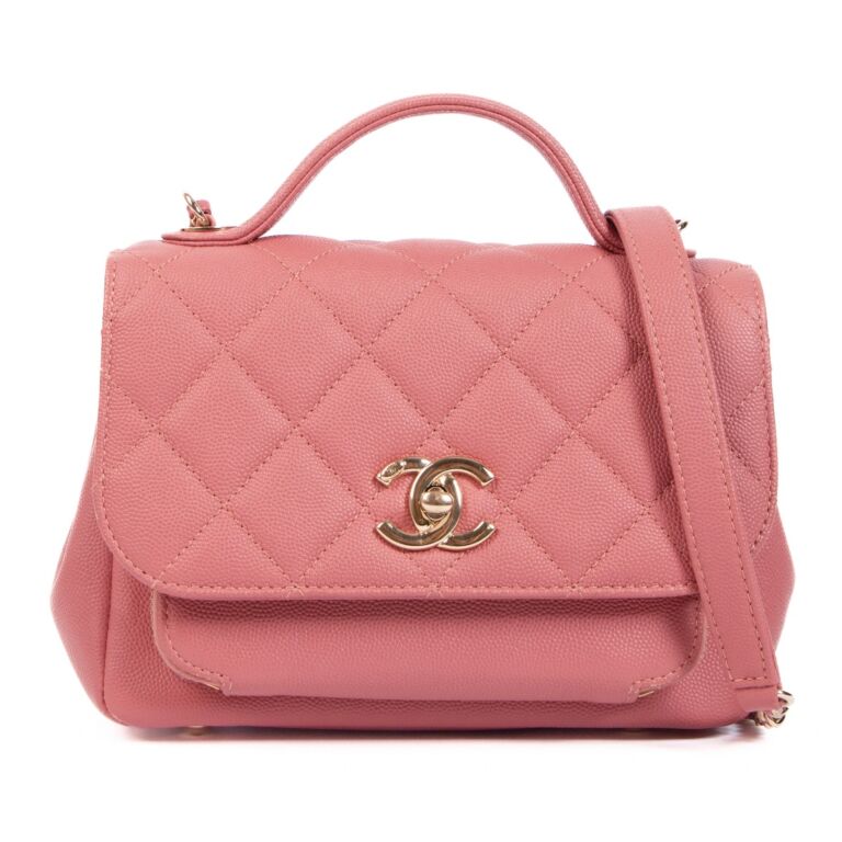Chanel Pink Quilted Caviar Leather Business Affinity Crossbody