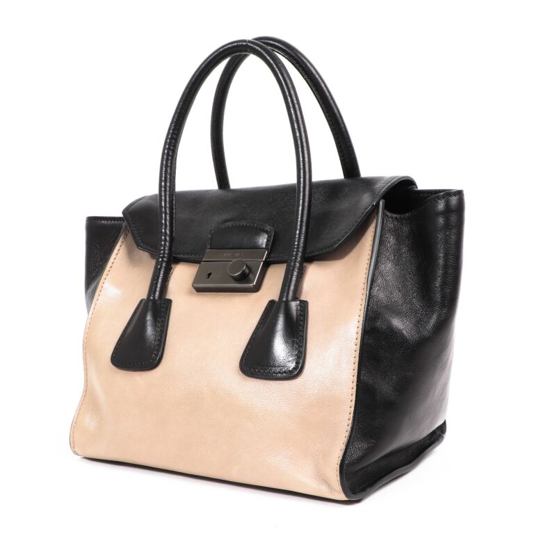 PRADA City Calf Large Double Bag Talco 1204572