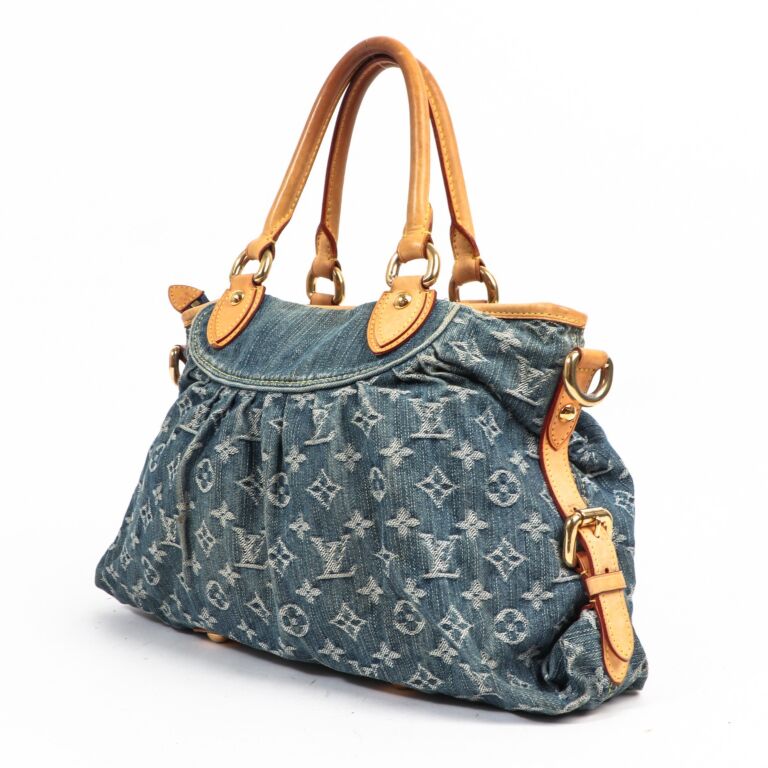 LOUIS VUITTON Cabby MM Monogram Denim Shoulder Bag Blue