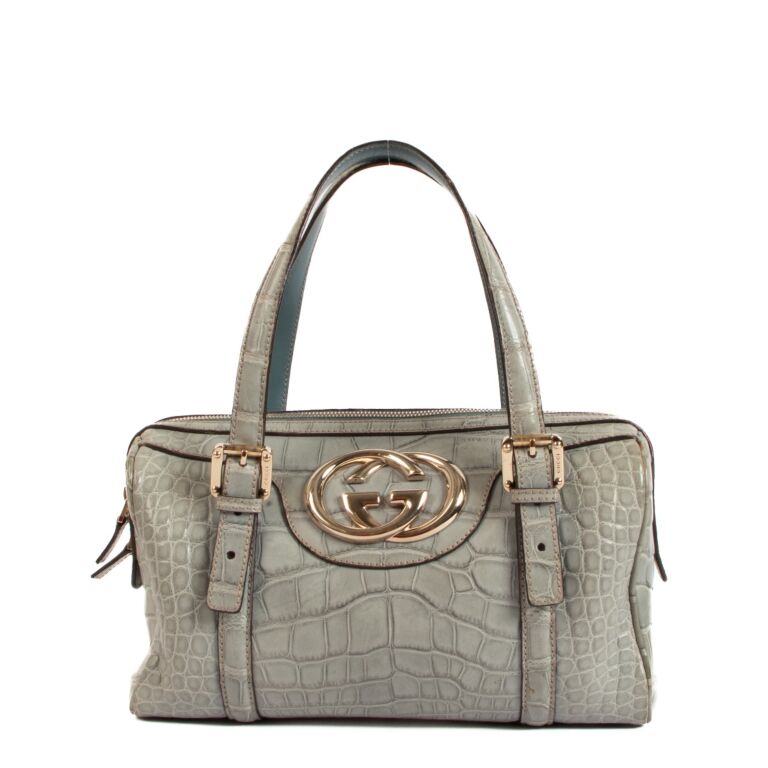 Gucci Grey Alligator Britt Boston Bag ○ Labellov ○ Buy and Sell Authentic  Luxury