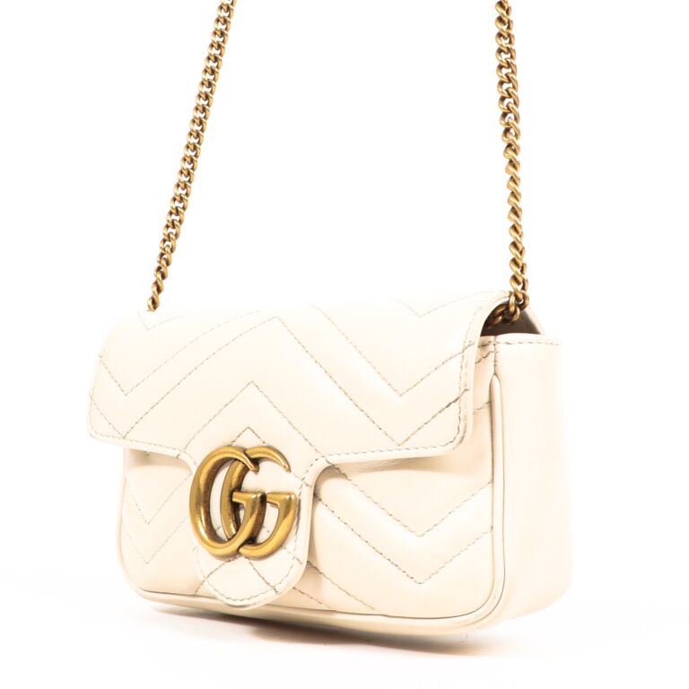 Gucci White Super Mini GG Marmont Bag for Women