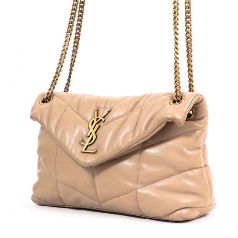 SAINT LAURENT Calfskin Medium Babylone 2 Chain Bag Light Beige