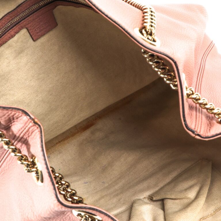 Gucci Pink Soho Large Leather Chain Shoulder Bag Labellov