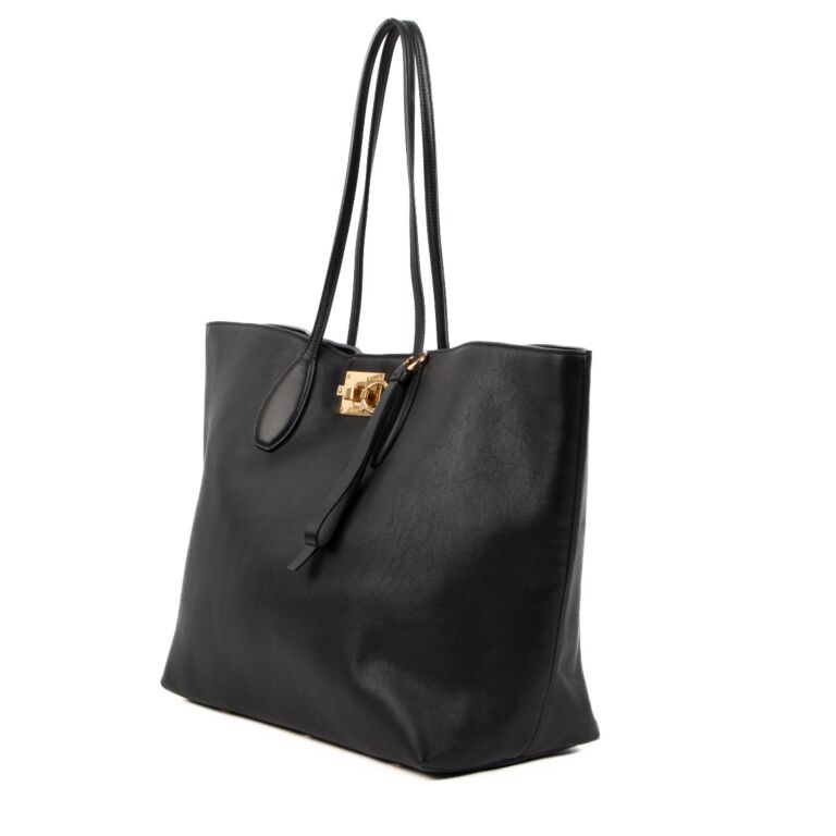 Ferragamo Black Gancini Tote Bag Labellov Buy and Sell