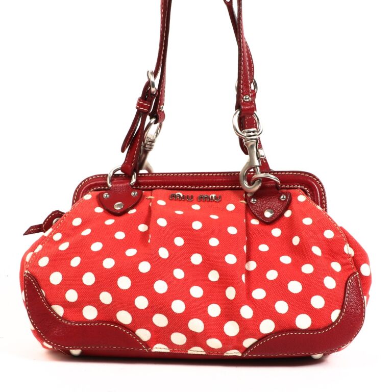 Miu Miu Papavero Latte cotton Pois Frame Shoulder bag