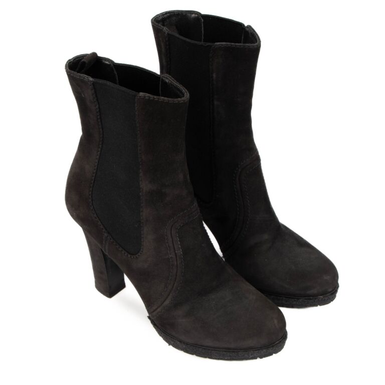 Prada black suede booties online
