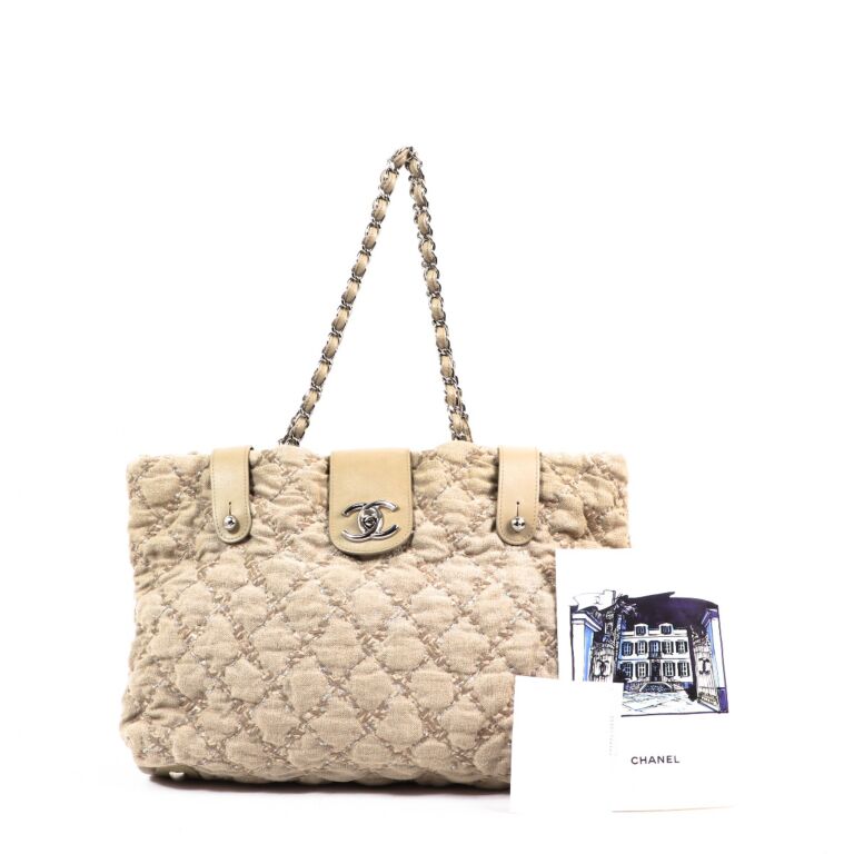 Chanel Taupe Quilted Hessian Saint Tropez Shopping Tote