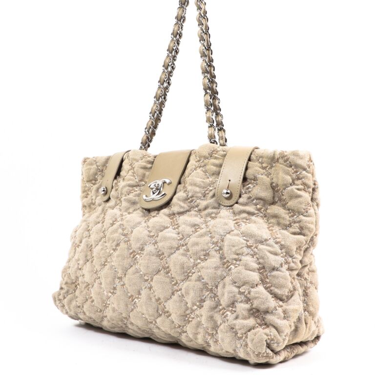 Chanel Taupe Quilted Hessian Saint Tropez Shopping Tote Labellov Buy and Sell Authentic Luxury