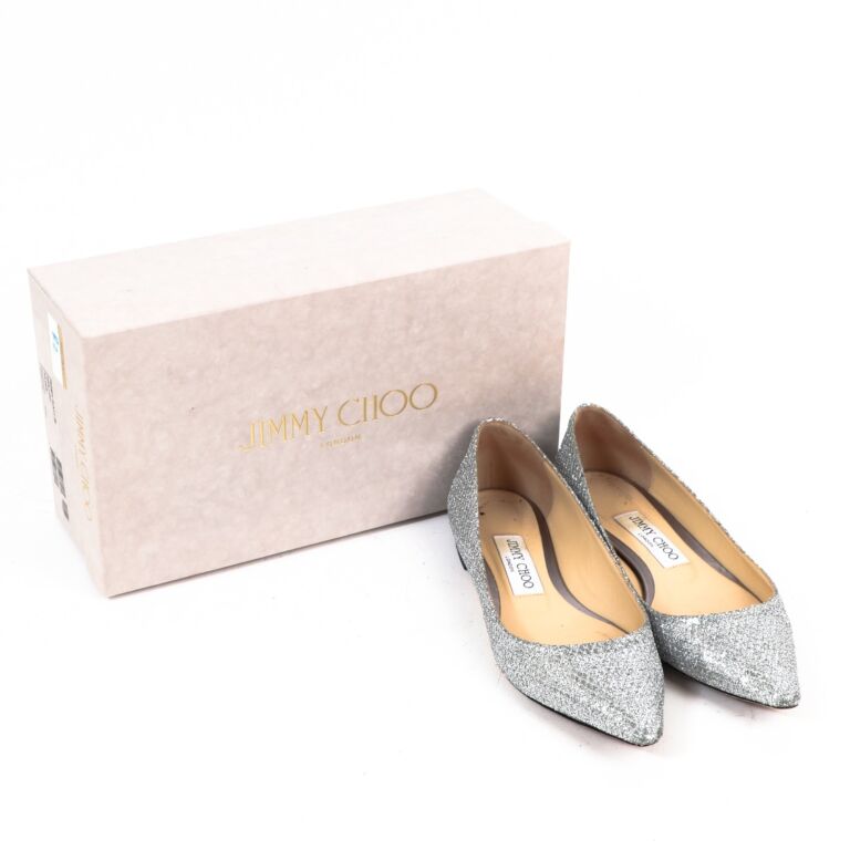 Jimmy Choo Silver Glitter Romy Flats Size 36 Labellov Buy