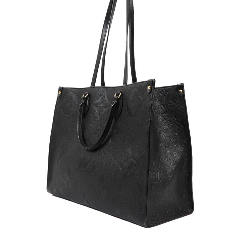 LOUIS VUITTON Onthego GM Monogram Empreinte Leather Tote Bag Black - 1