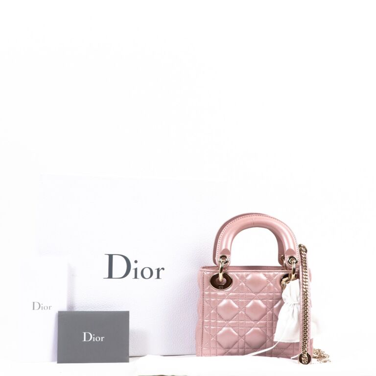 Mini Lady Dior Bag Lotus Pearlescent Cannage Lambskin