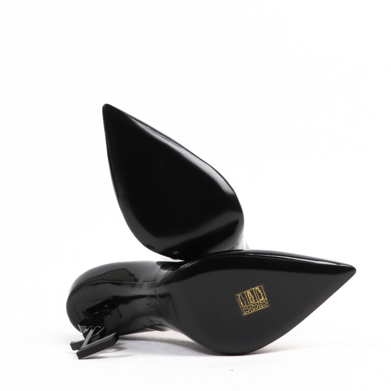 YSL ブラック ハイヒール ポインテッドトゥ Saint Laurent Black Opyum 110 Heels - Size 41 ○ Labellov