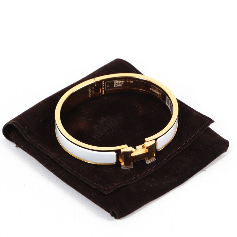 Hermès White Enamel Clic H Bracelet ○ Labellov ○ Buy and