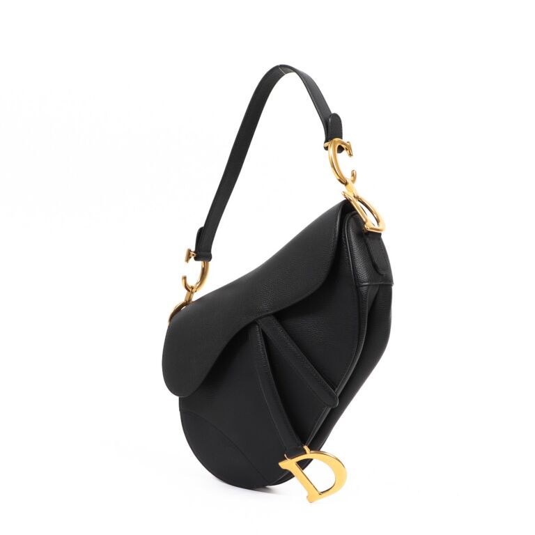 Christian Dior Saddle Bag Black Grained Calfskin Labellov Buy and Sell Authentic Luxury
