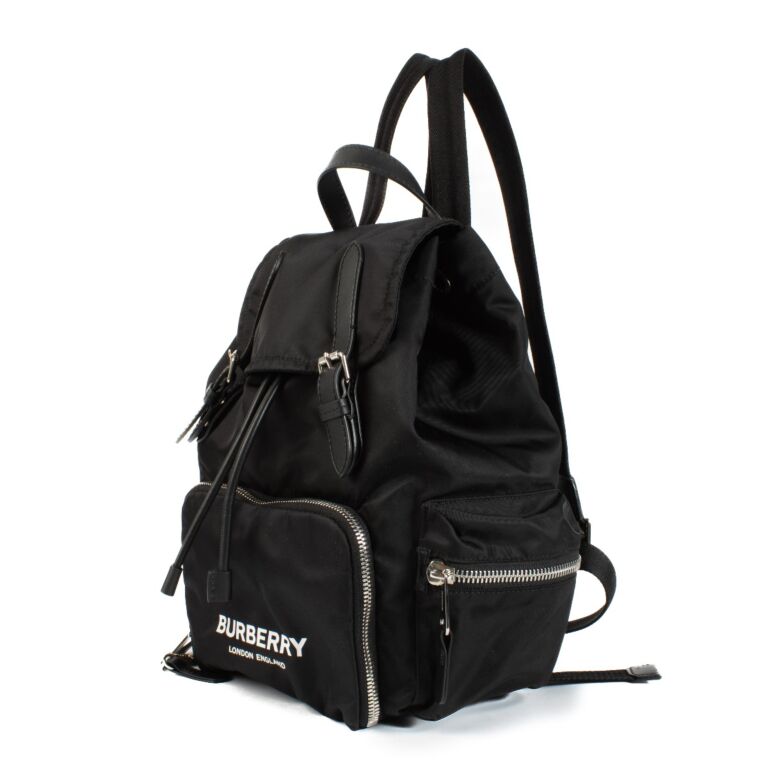 Burberry Black Econyl Logo Rucksack Backpack ○ Labellov