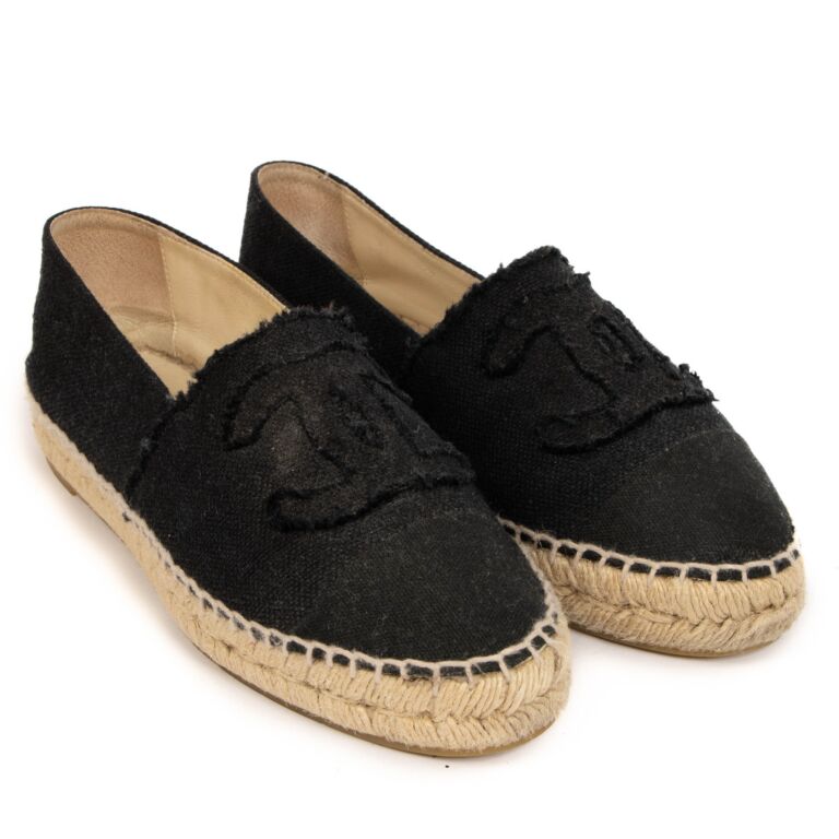 Chanel espadrilles sales black canvas
